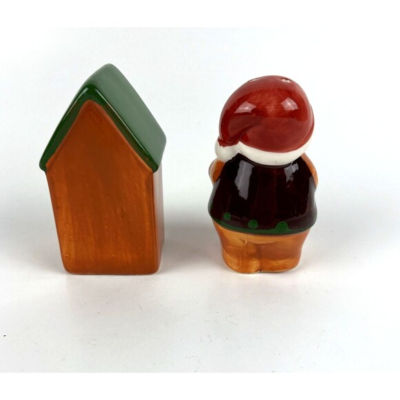 VTG Christmas Gingerbread House Man Mini Salt & Pepper Shakers Ceramic Figurines - Picture 5 of 9